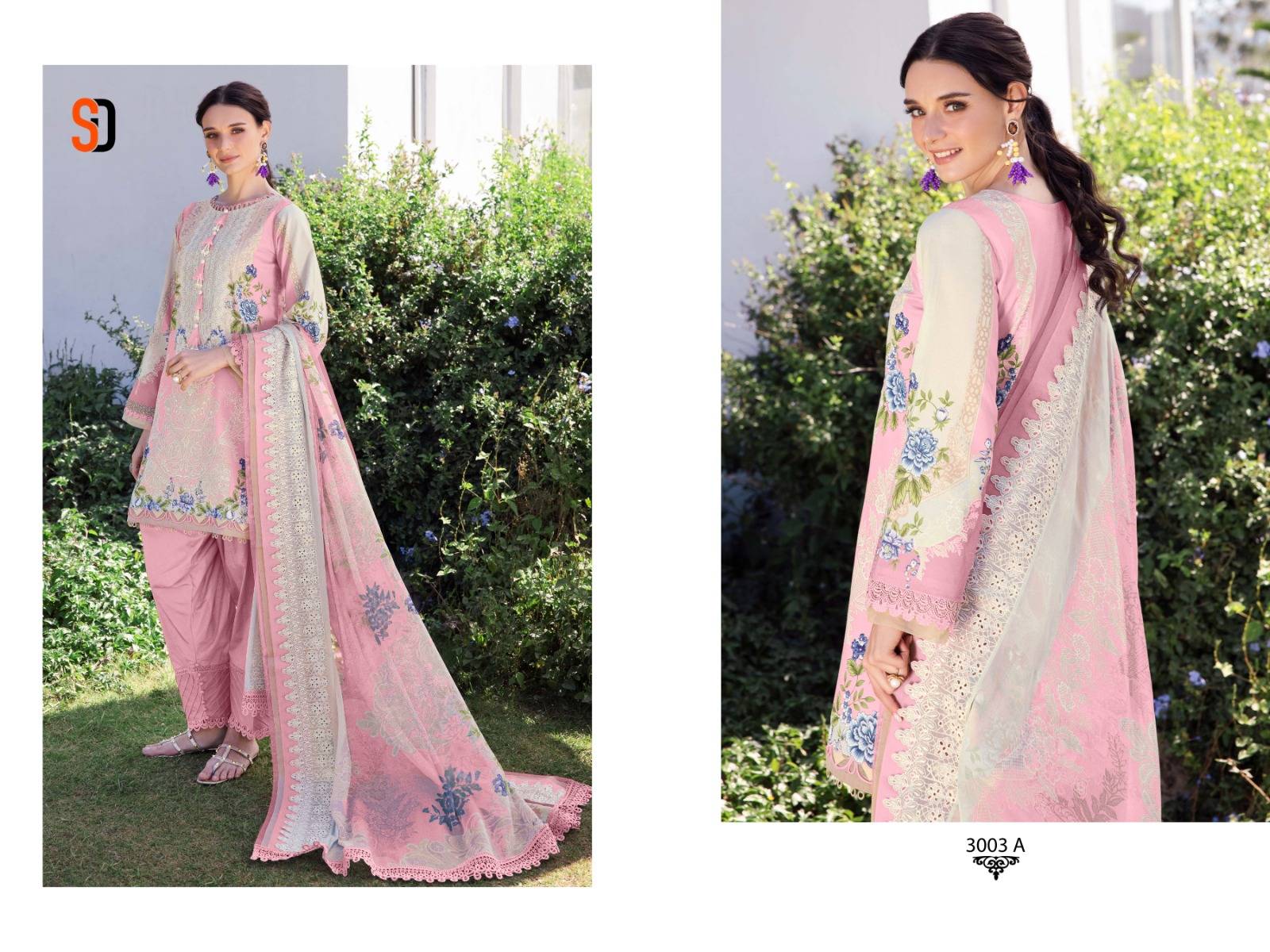 NEEDLE WONDER VOL-3 by Shradha designer 3001 a TO 3003 B SERIES Pakistani Stylish Beautiful Colourful Printed & Embroidered  cotton readymade Dresses At Wholesale Price